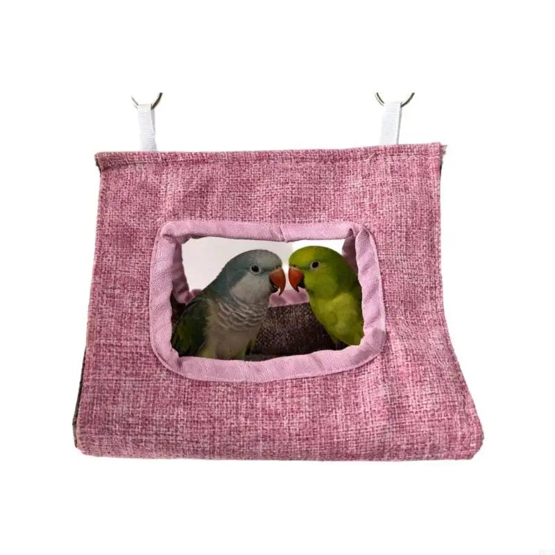 tente oiseaux verte bleue rose simple moderne coton jute annneau métalliqueextérieur intérieur
