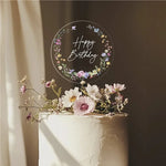 feuilles fleurs transparentes décoration gâteau mariage anniversaire happy birthday mr mrs tringle modernes