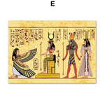 toile d'art égyptienne rétro personnages historiques animaux compagnie moderne jaune marron verte bleu noire
