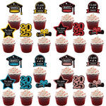 décorations cupcakes fête anniversaire glitter doré noir bleu vert piques messages graduation chiffres