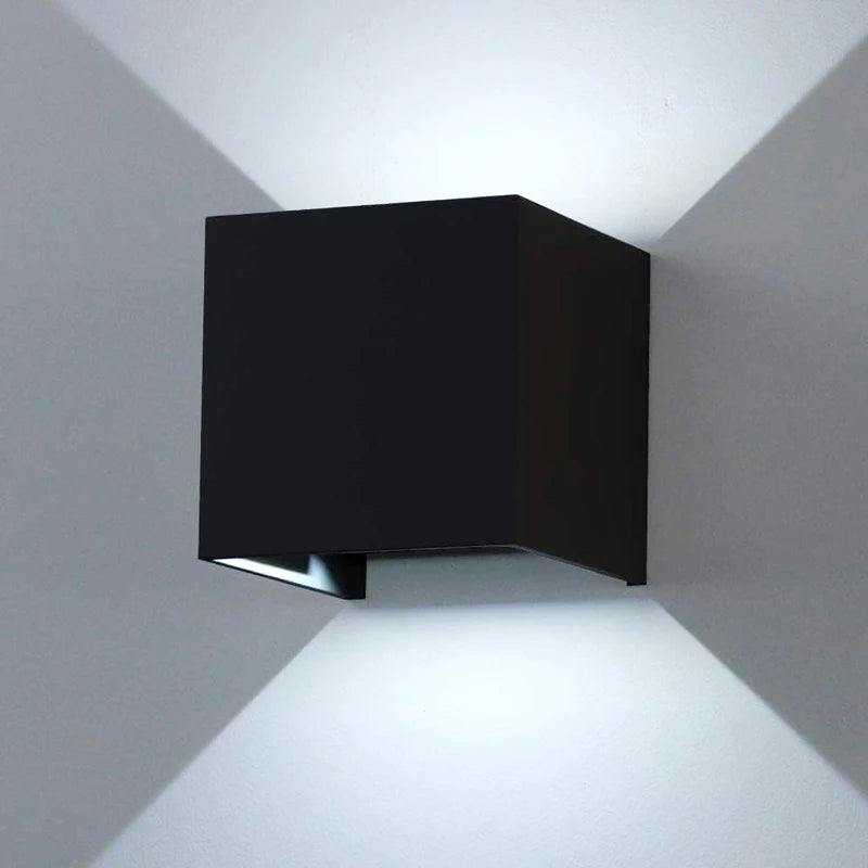 lampe murale moderne led 12w noir mat ip65 verre trempé aluminium