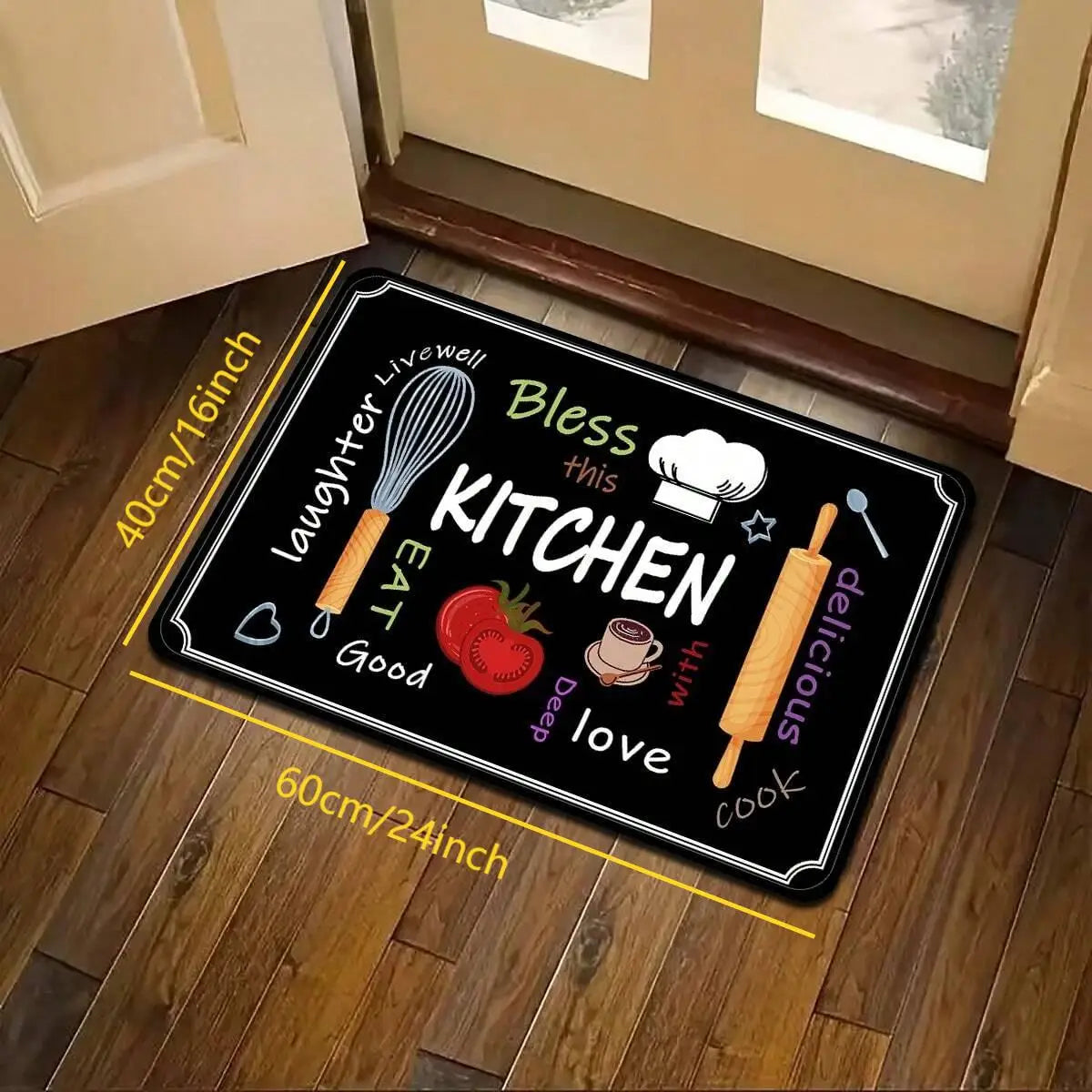 tapis cuisine imprimé moderne motifs kitchen noir blanc polyvinyle polyester durable
