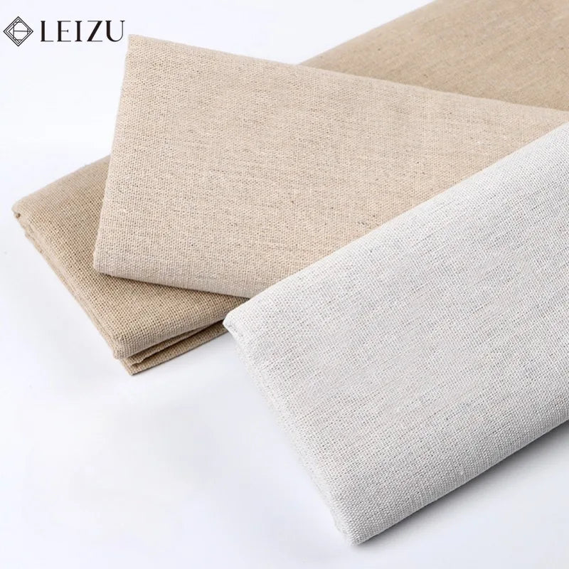 tissu coton lin beige clair foncé texture naturelle résistante bricolage patchwork couture maison classic