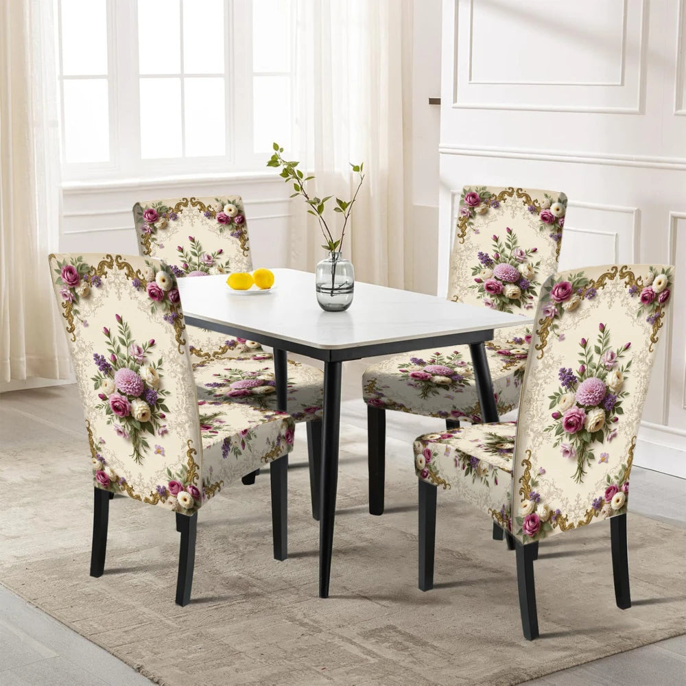 housses chaise motif floral extensibles lavables décoratives maison élégantes vintage