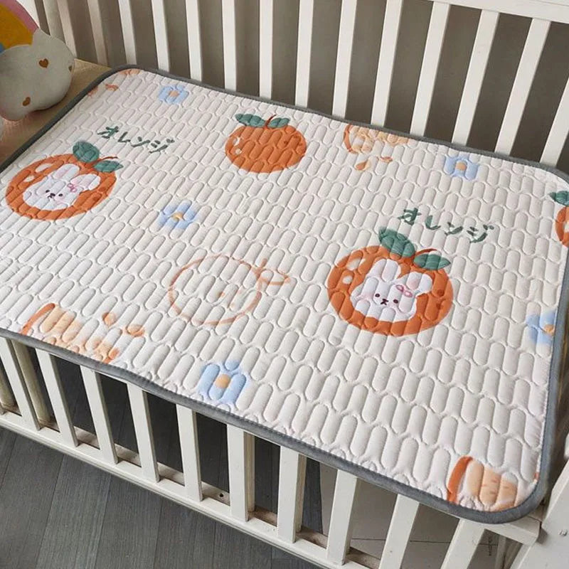 tapis lit bébé imperméable motifs animaux happy time 150x200cm 180x200cm coton blanc rose verte