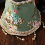 abat jour vintage shabby chic motif floral décoratives structure métallique vert beige rose doré