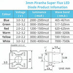 diodes led 3mm blanc rouge vert bleu jaune transparentes super flux 20ma 3v ccc