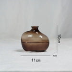 vases verre marron bleu transparent modernes décoration maison fleurs artificielles ombre mat translucent minimaliste
