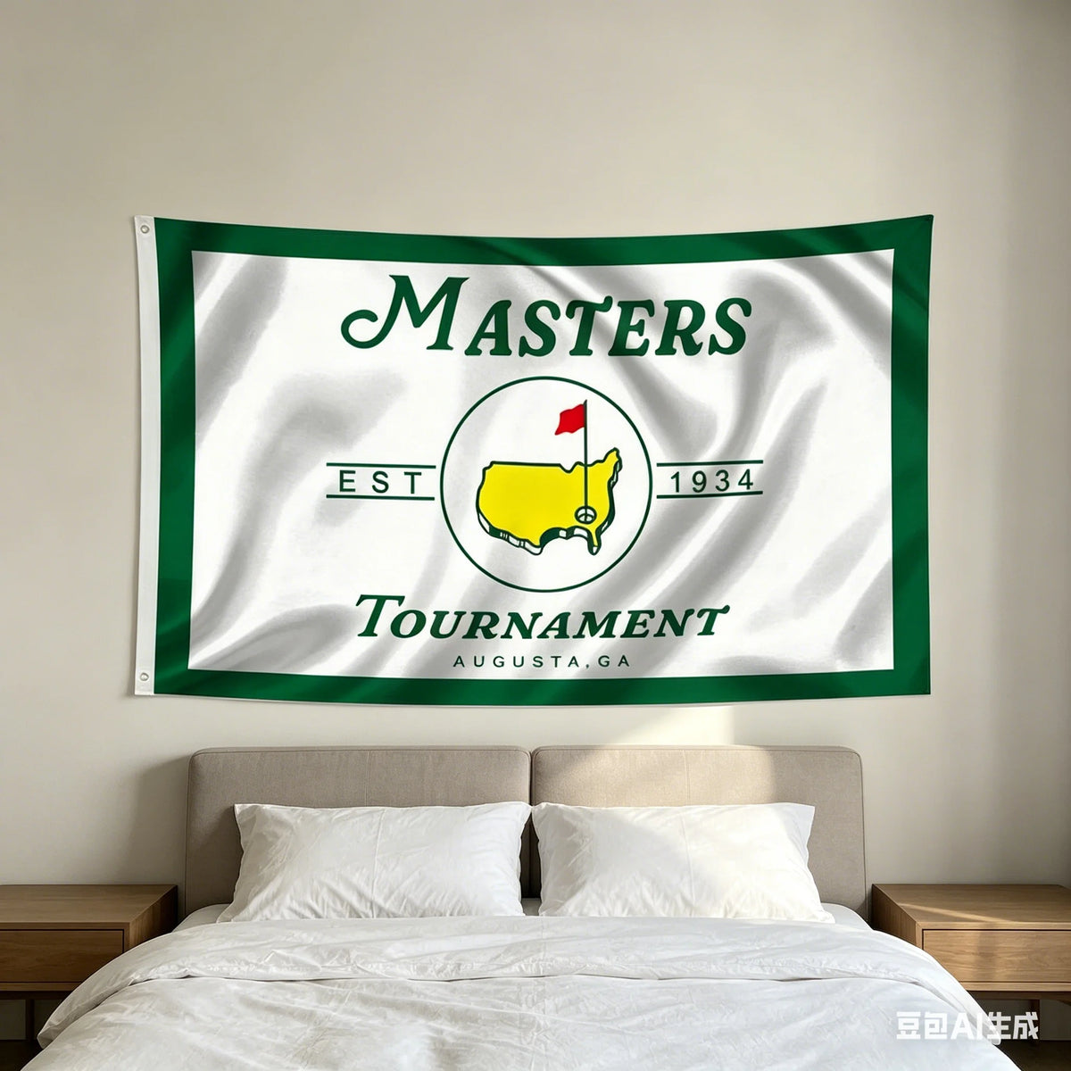 drapeau masters tournament vert blanc impression polyester classique decoration murale chambre grande taille