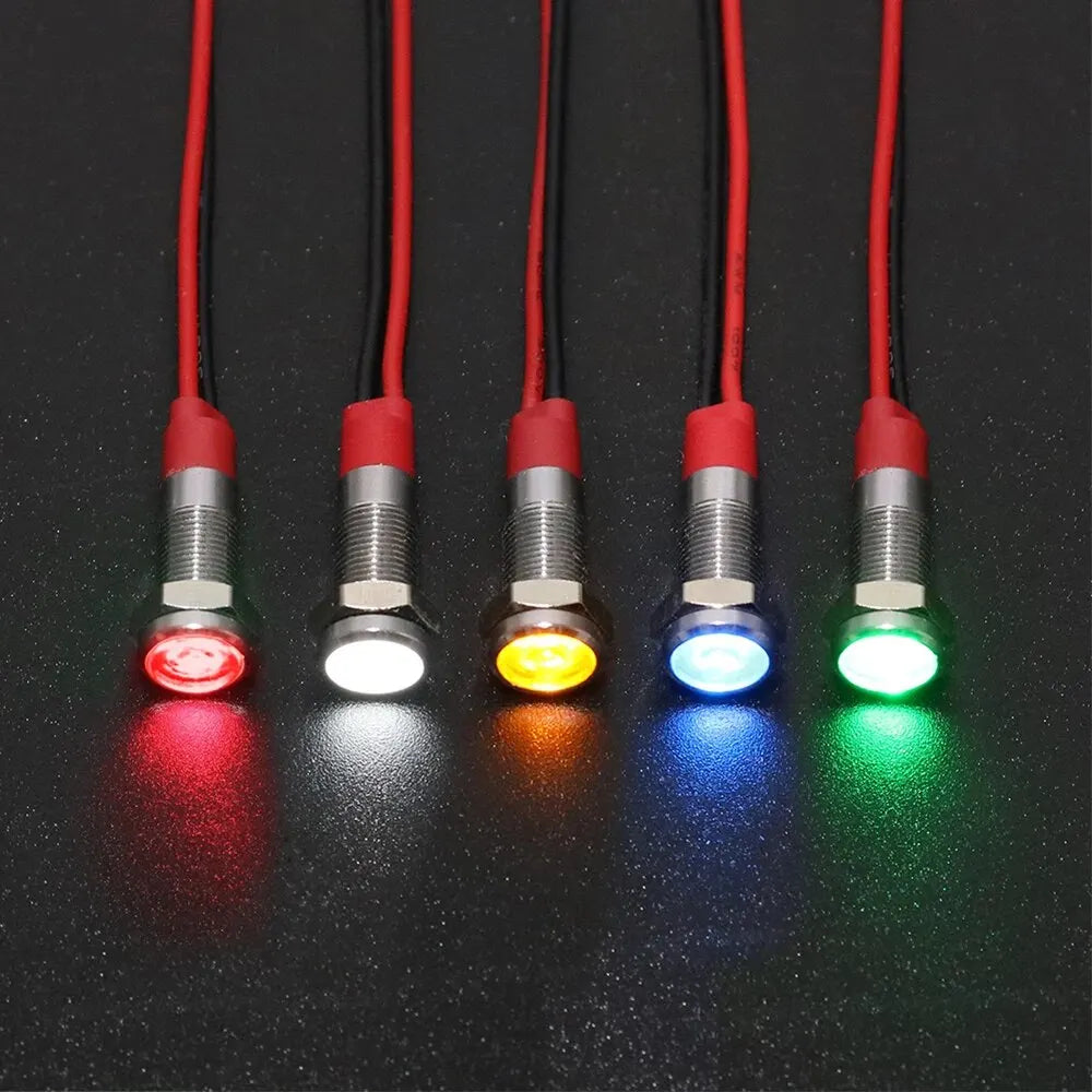 voyants led étanches métal argent rouge 110v 220v vis moderne industrielle