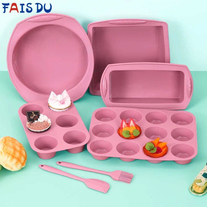 moules gâteaux silicone spatule pinceau pâte set rose clair modernes cuisine