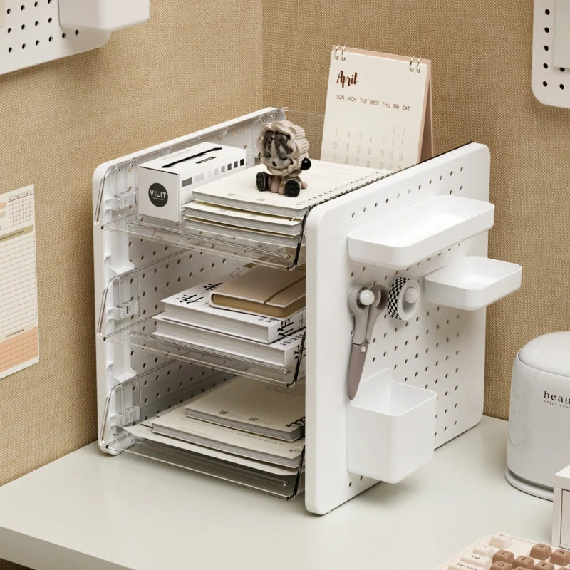organisateur blanc perforé moderne étageries pliables multifonctionnel rangement école officesupply