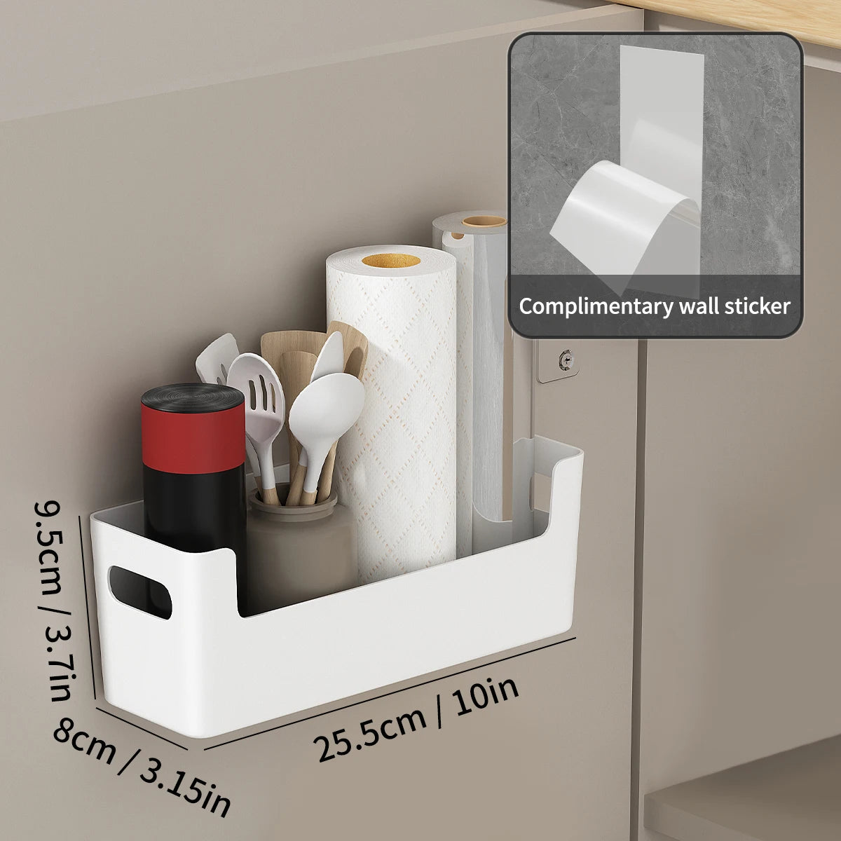 paniers rangement adhésifs mur blancs réutilisables modernes cuisine 2pcs