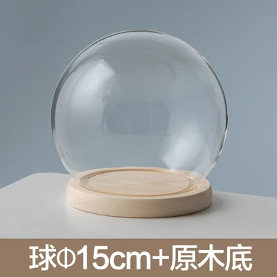 boule verre transparent socle bois décoration d'intérieur moderne objet d'exposition moderne
