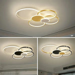 plafonnier moderne led noir blanc doré circulaire géométrique chambre salon