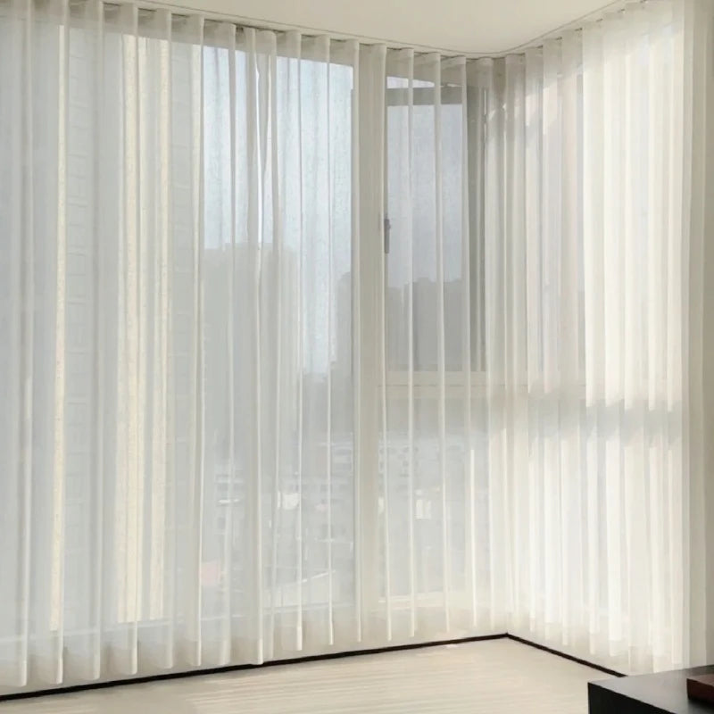rideaux blancs plis tulles modernes translucides salon chambre coucher haute qualité