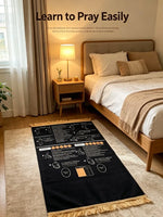 tapis prière musulman géométrique instructions didactique noir moderne étapes symboliques İslam