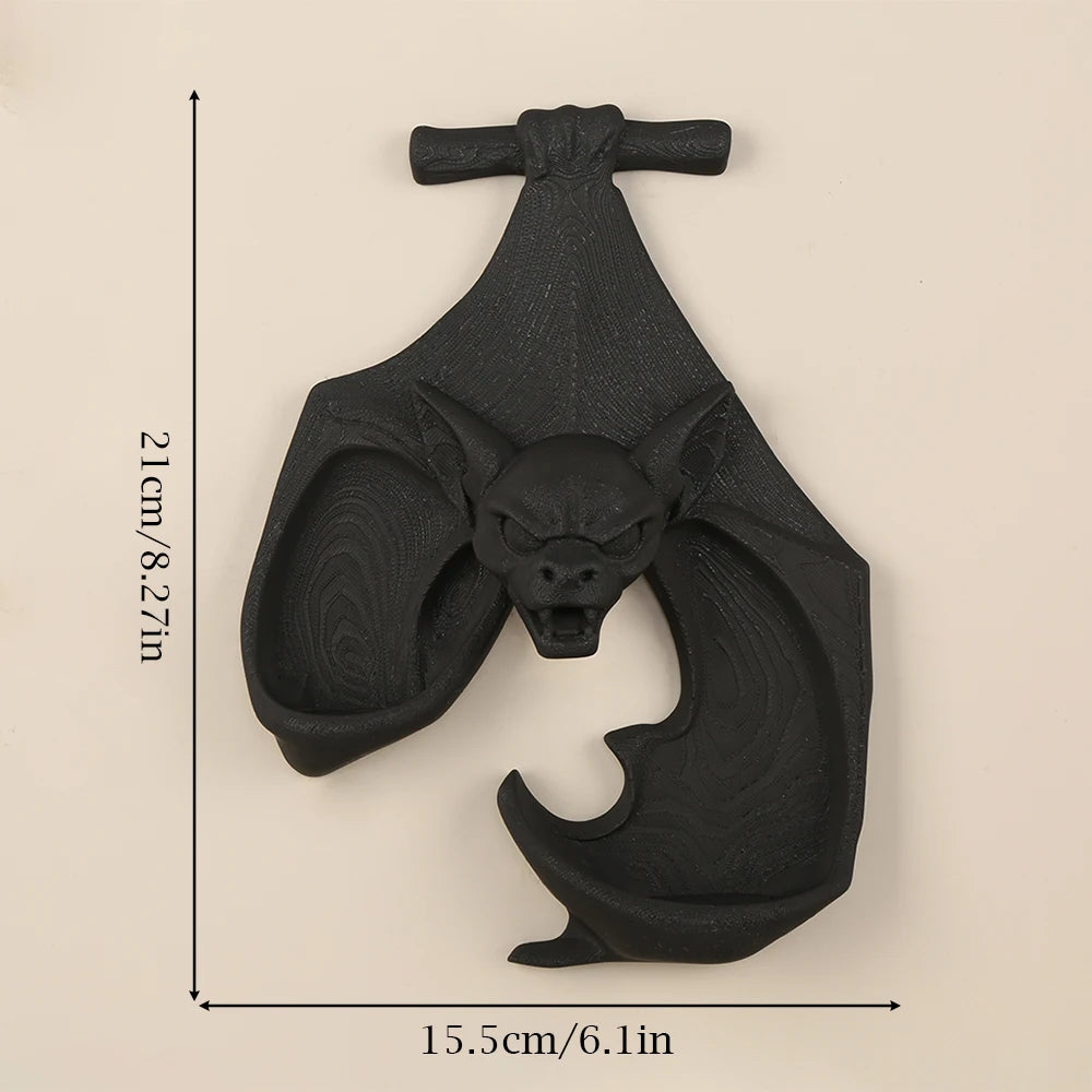 décoration murale gothique support bougie chauve souris noir texture peau