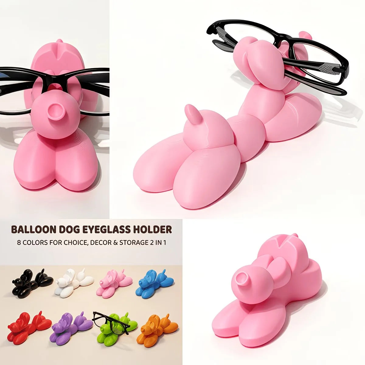 support lunettes forme chien gonflable noir blanc rose bleu rouge violet vert orange moderne