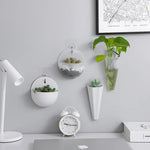 Jardinière murale suspendue en plastique blanc avec plante verte