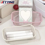 paniers rangement métal blanc rose bleu maille fine moderne papier pince ruban adhésif