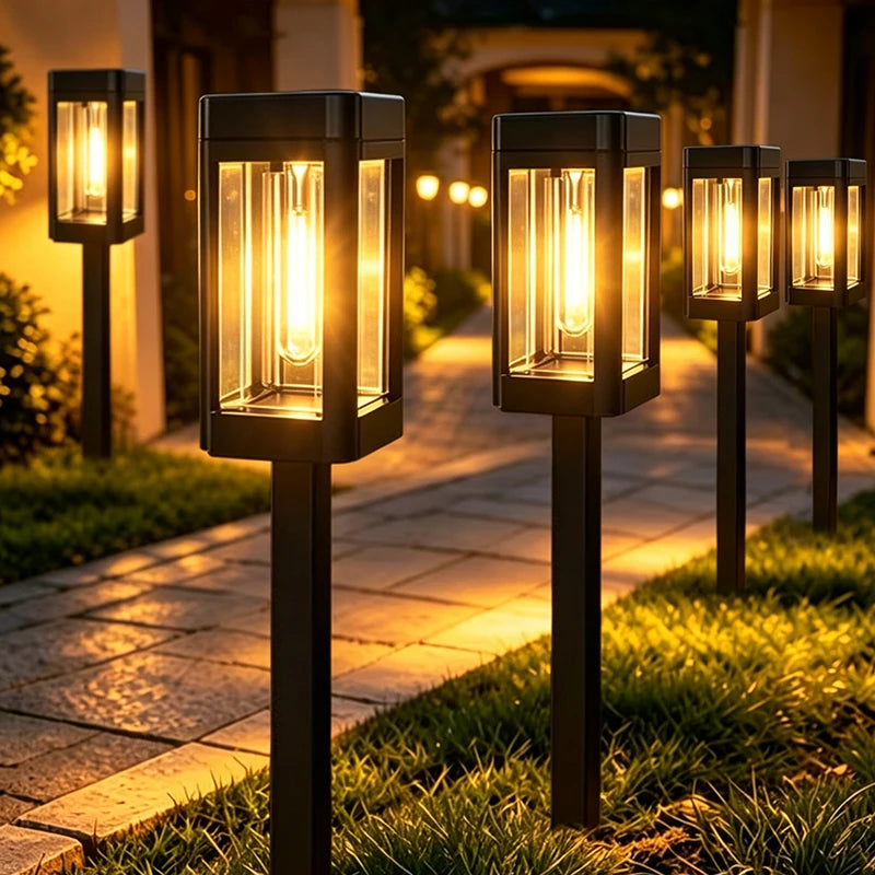 lumière solaire moderne transparente extérieur autoinstallation piquet led noir jardin pelouse 21 pouces