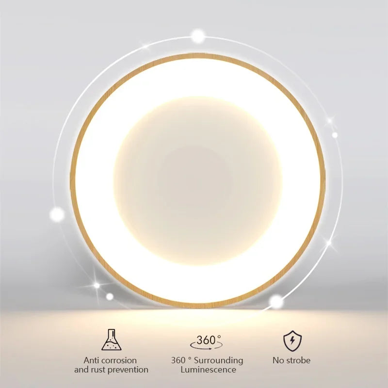 Lampe LED grain bois moderne aluminium blanc salon chambre coucher