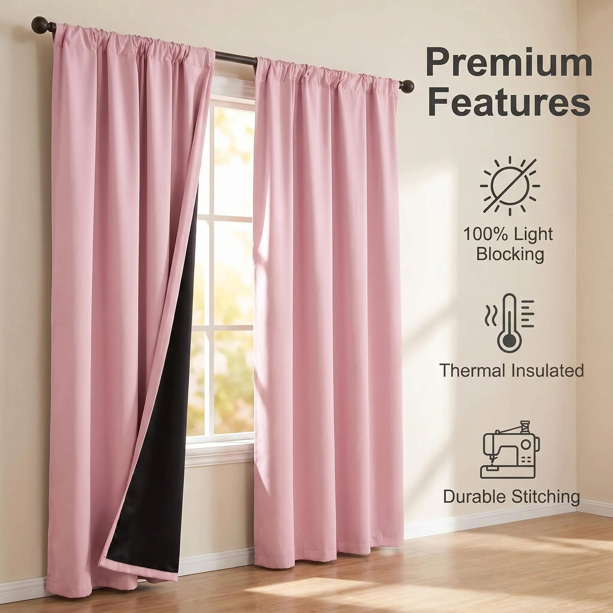 rideau moderne gris opaque uni fenêtre installer chez soi 135x160cm