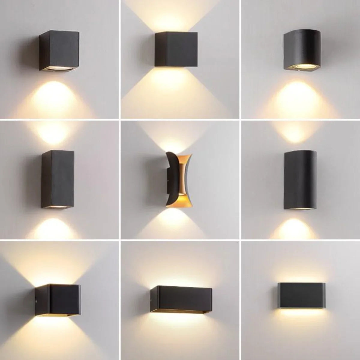 applique murale led moderne aluminium noir éclairage chambre cuisine salle manger entrée