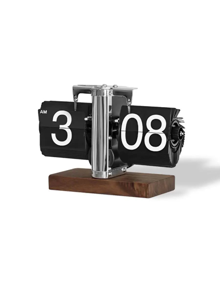 horloge numérique moderne horloge pieds boules chiffres noirs fond blanc métal brillant minimaliste affichage