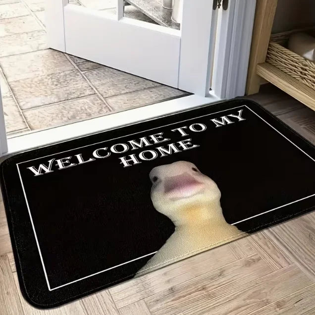 tapis d'entrée moderne papillon fleurs bienvenue noir rouge moderne