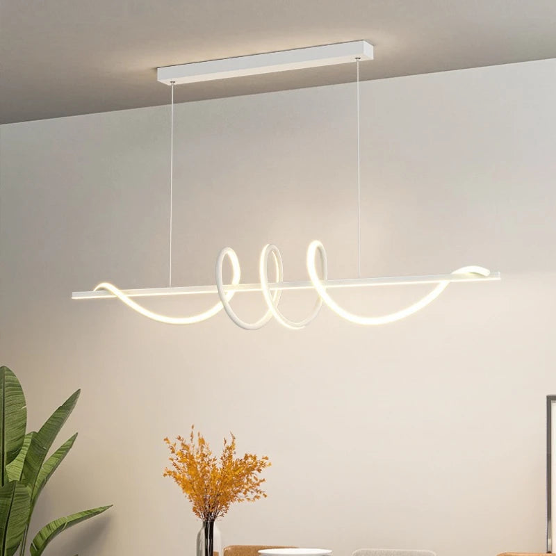suspension lumineuse moderne spirale noir blanc métal câble 100cm 120cm