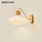 lampe murale moderne bois blanc rayures horizontales abat jour verre douille led ampoule e27