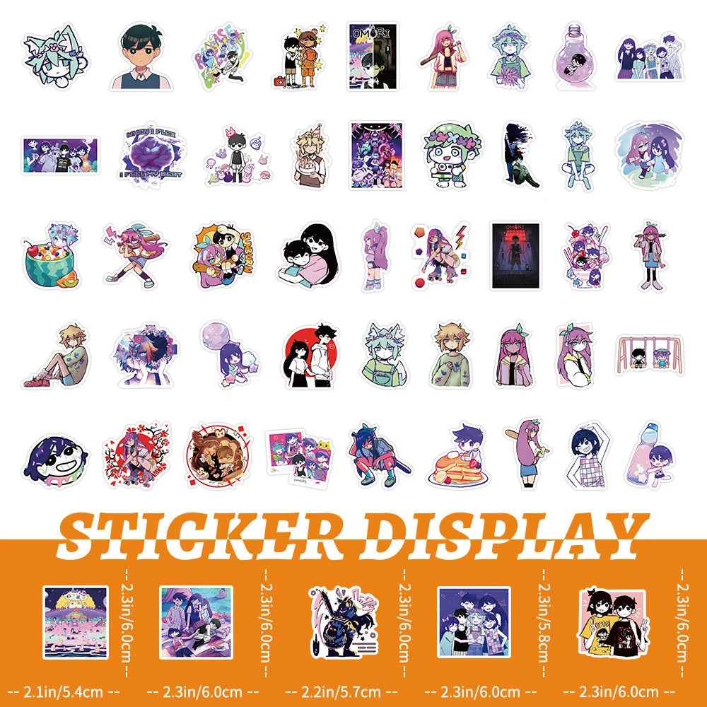 sticker anime personnages illustration manga violet noir blanc rose vert bleu rouge beige 10pcs