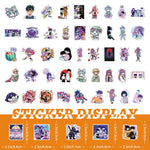 sticker anime personnages illustration manga violet noir blanc rose vert bleu rouge beige 10pcs