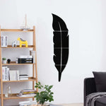 miroir mural adhésif plume stylisée décoration salon moderne acrylique argenté doré grand
