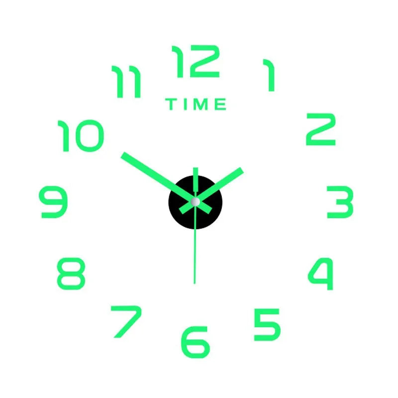 horloge murale moderne stickers numérotés 3d vert fluo noir doré minimaliste salon