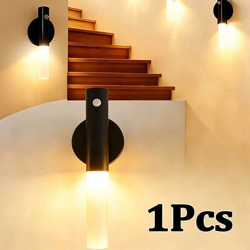lampe murale led rechargeable noir blanc moderne détecteur mouvement charge type