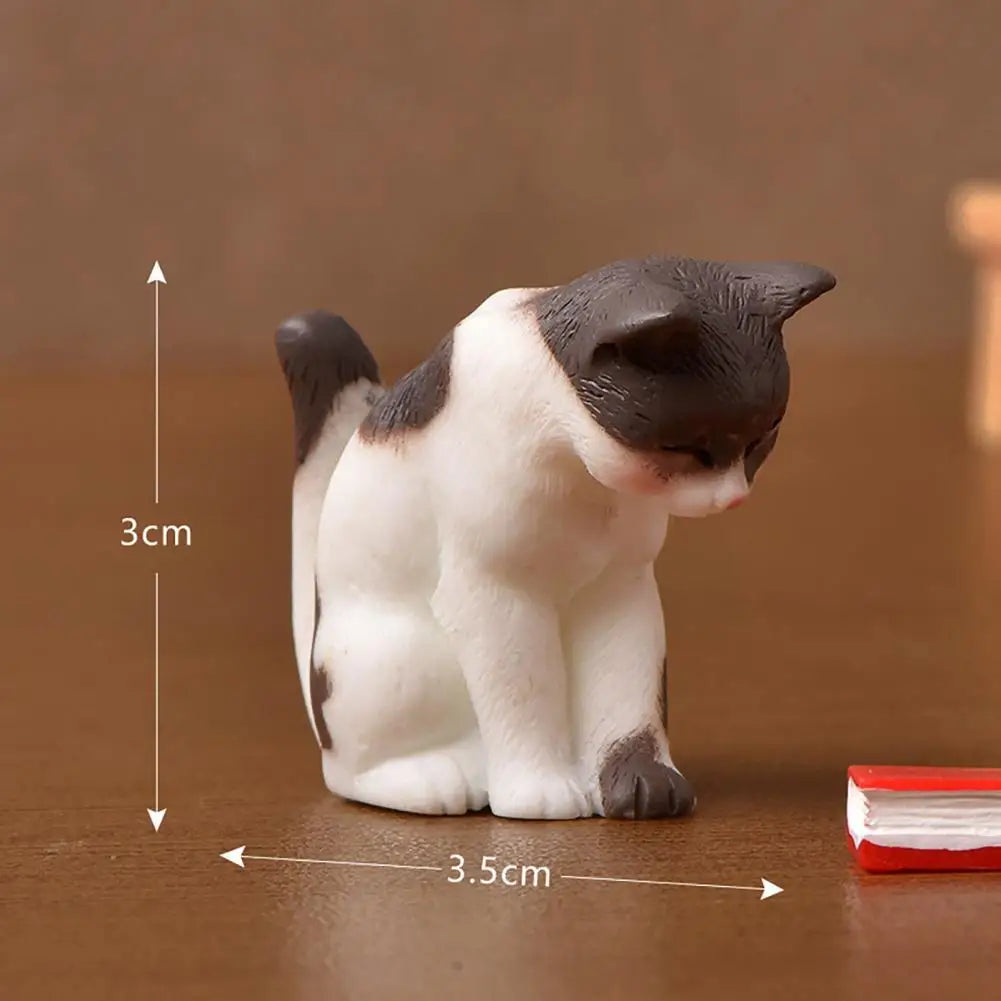 statuettes chats résine animaux compagnie réaliste détaillées blanc gris noir orange bleu yeux colorés