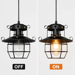 lampe suspendue industrielle cage métallique détails décoratifs noir flux lumineux faible 3000k 6000k