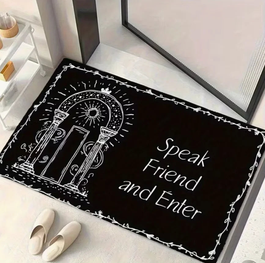 tapis d'entrée arche moria gate speak friend noir beige antidérapant résistant extérieurintérieur 40x60cm