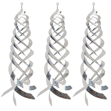 spirale réfléchissante anti oiseau décorative extérieure moderne suspendue jardin argente bleu verte
