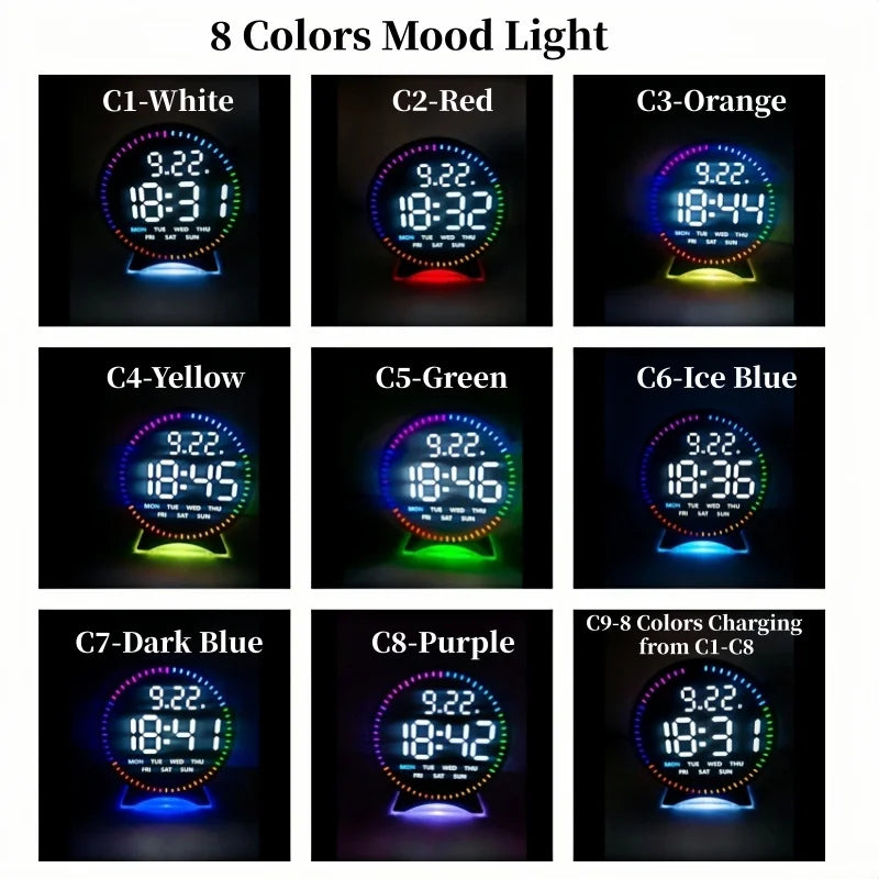 horloge table numérique moderne alarme double fond noir led réglable