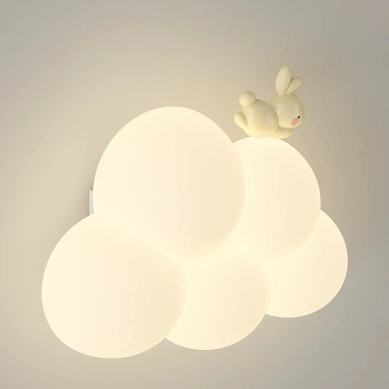 appliques murales decoratives lumiere led nuages animaux blanc moderne chambre enfants