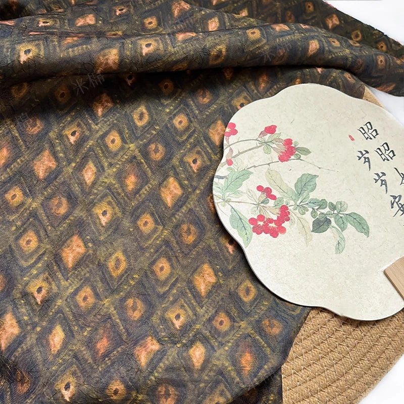 tissu noir marron beige motif diamants points textile traditionnel respirant 150cm tissu brocart handcrafted