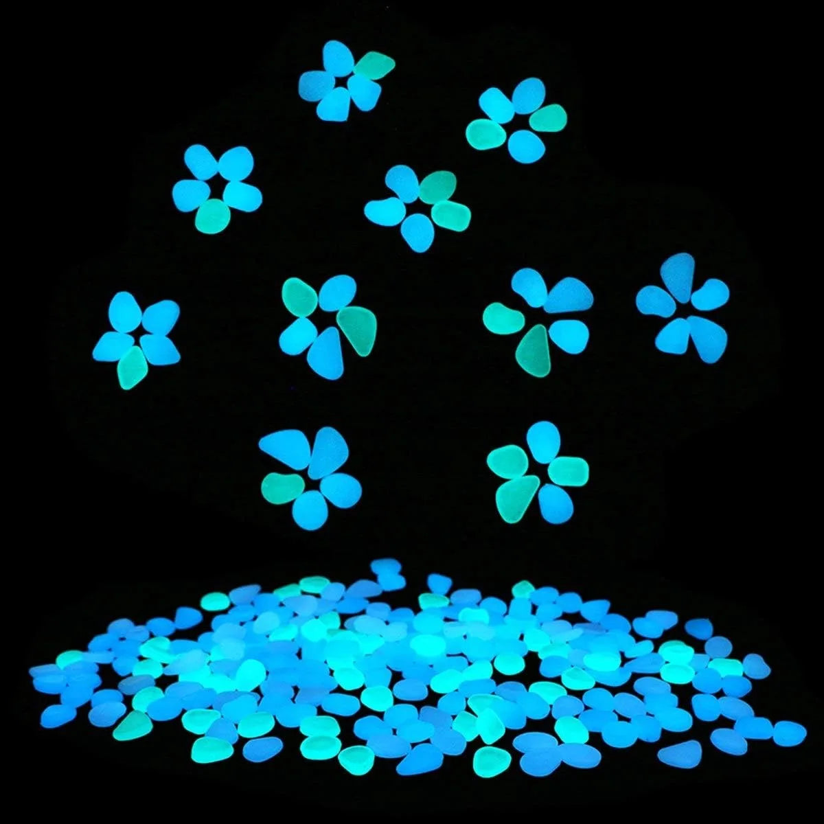 décoration extérieure galets lumineux bleu vert modernes semi translucides 300pcs