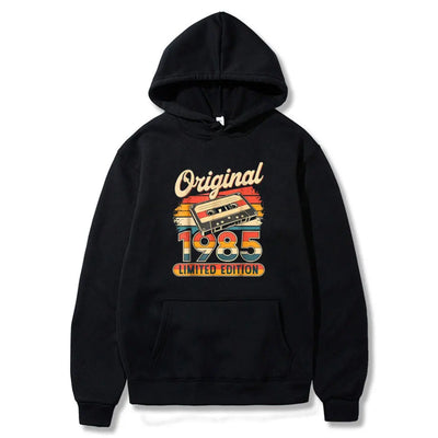 Sweat-shirt anniversaire 40 ans design retro 1985 noir decoration cadeau homme