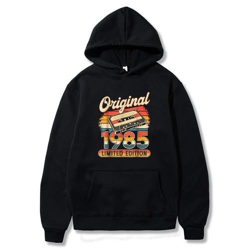 Sweat-shirt anniversaire 40 ans design retro 1985 noir decoration cadeau homme