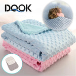couverture bébé bleu clair motif points polaire douce hiver été maternité unisexe coton solide
