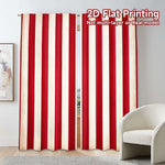 rideau rayures rouge blanc moderne polyester fenêtre française deux panneaux